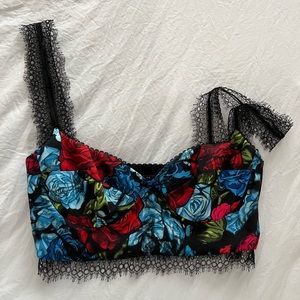 Versace Floral Lace Bustier Top